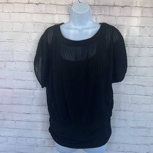 WHBM black sheer lined blouse size small